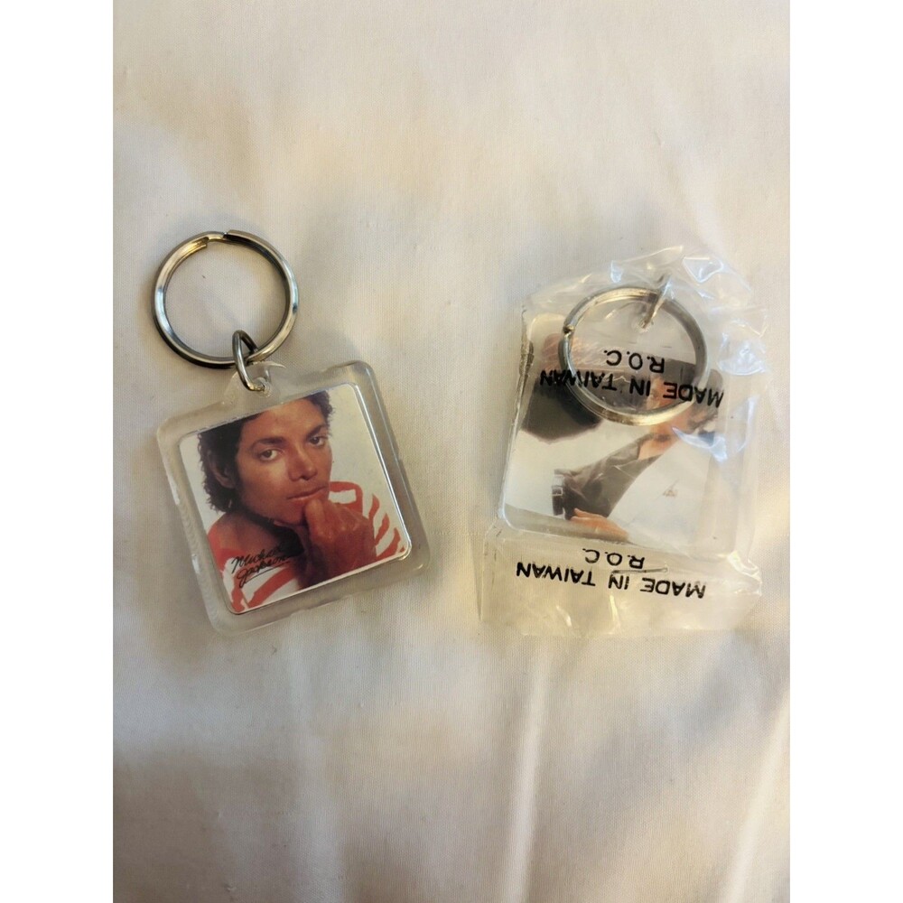 Vintage Michael Jackson Keychain Lot of 2 Thriller White Suit Portrait